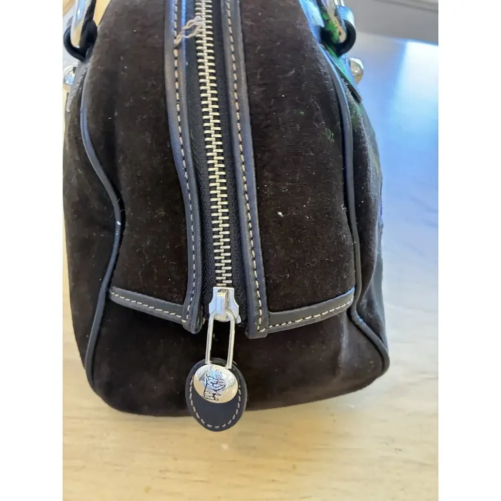 VTG Juicy Couture Bowler Bag Purse Velour Silver Royal Juicy Charm Retro Y2K